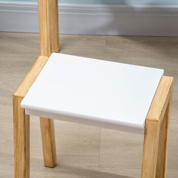 Bureau enfant style scandinave - ensemble bureau et tabouret - case de rangement - MDF blanc aspect bois clair 4
