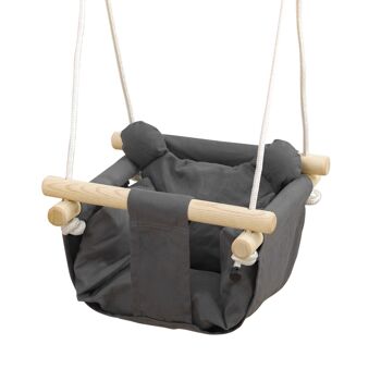 Balançoire bébé enfant siège bébé balançoire réglable barre sécurité accessoires inclus coton gris 1