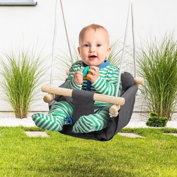 Balançoire bébé enfant siège bébé balançoire réglable barre sécurité accessoires inclus coton gris 2