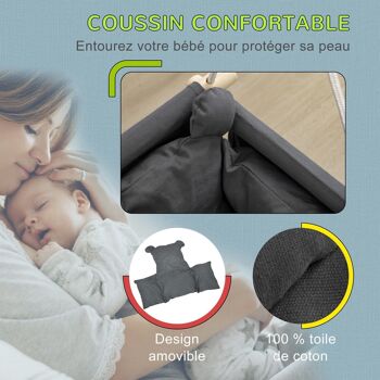 Balançoire bébé enfant siège bébé balançoire réglable barre sécurité accessoires inclus coton gris 4