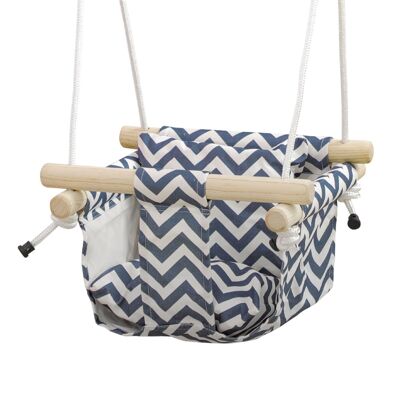 Baby swing child baby seat adjustable swing safety bar accessories included cotton blue white