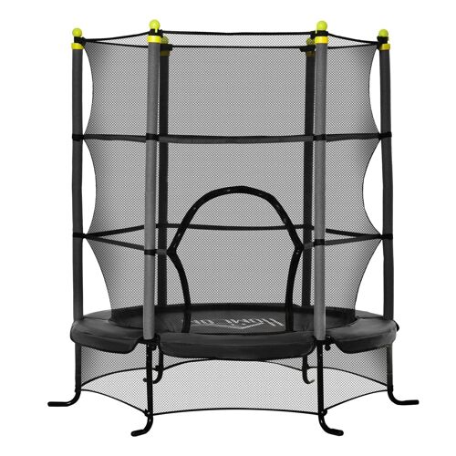 Trampoline enfant Ø 1,63 × 1,63H m filet de sécurité porte zipée couvre-ressorts 6 poteaux rembourrés inclus noir