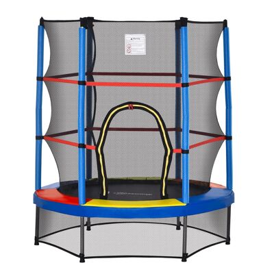 Trampolín infantil Ø 1,40 × 1,60H m red de seguridad puerta con cremallera cubremuelles 6 varillas acolchadas incluidas