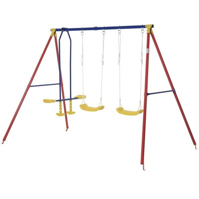 Swing 3 gantry with 2 swings and facing each other dim. 2.9L x 1.8W x 1.96H m anti-corrosion epoxy metal PE red blue yellow