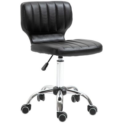 HOMCOM Taburete de masaje - taburete de trabajo giratorio 360° - altura del asiento ajustable 47-62 cm - funda sintética acolchada metal cromado negro