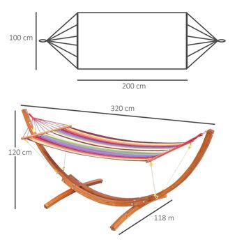 Hamac de jardin avec support en bois hamac sur pied 1 personne charge max. 120 Kg 3