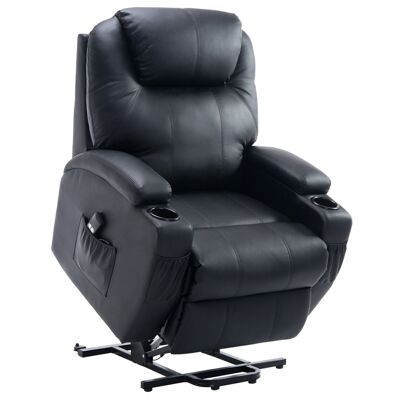 Electric lift chair reclining relaxation chair liftable footrest high comfort remote control black synthetic coating