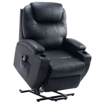 Fauteuil releveur électrique fauteuil de relaxation inclinable repose-pied relevable grand confort télécommande revêtement synthétique noir 1