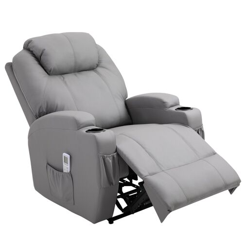 Fauteuil luxe de relaxation et massage inclinaison dossier repose-pied électrique revêtement synthétique