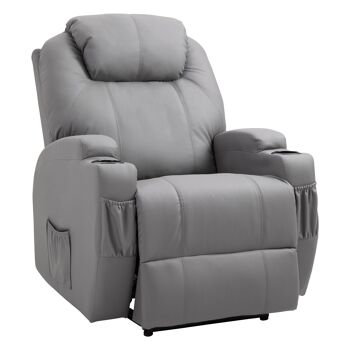 Fauteuil luxe de relaxation et massage inclinaison dossier repose-pied électrique revêtement synthétique 5