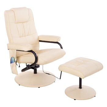 Fauteuil de massage et relaxation électrique pivotant inclinable avec repose-pied revêtement synthétique 1