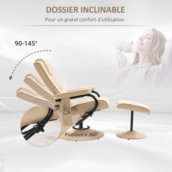 Fauteuil de massage et relaxation électrique pivotant inclinable avec repose-pied revêtement synthétique 4