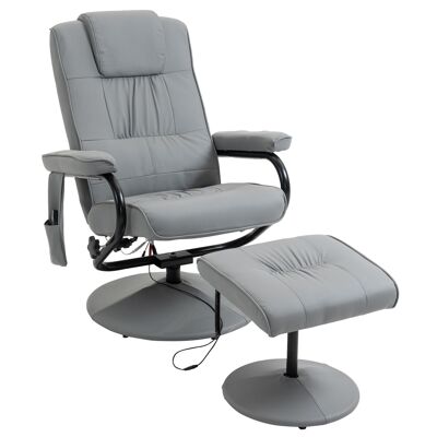 Sillón eléctrico de masaje y relax giratorio y reclinable con reposapiés tapizado en sintético gris