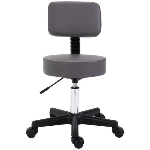 HOMCOM Tabouret massage à roulettes réglable en hauteur pivotant dossier ergonomique gris