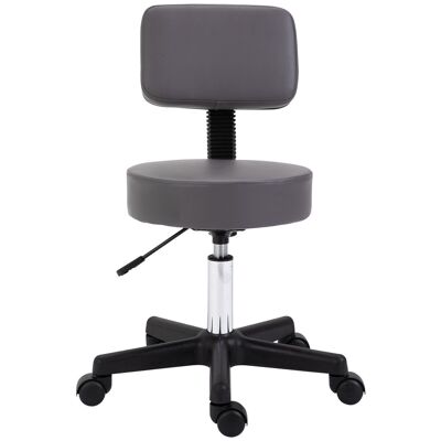 HOMCOM Massagehocker mit Rollen, höhenverstellbar, drehbar, ergonomische Rückenlehne, Grau