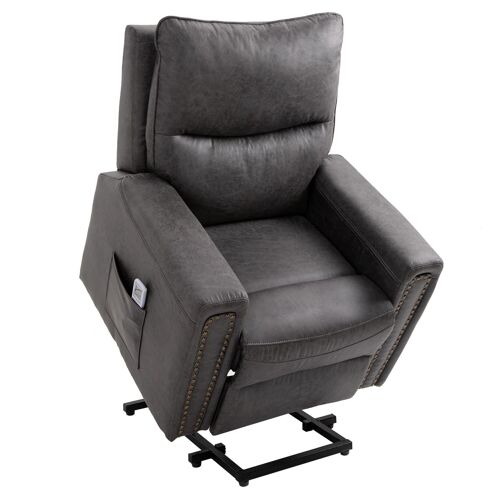 Fauteuil releveur de massage électrique fauteuil de relaxation inclinable avec repose-pied télécommande revêtement synthétique tissu 86 x 92,5 x 104 gris