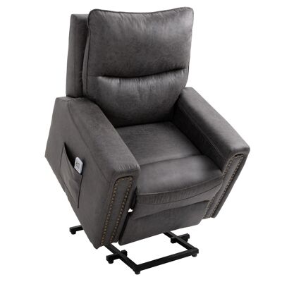 Sillón elevador de masaje eléctrico sillón relax reclinable con reposapiés mando a distancia revestimiento tejido sintético 86 x 92,5 x 104 gris
