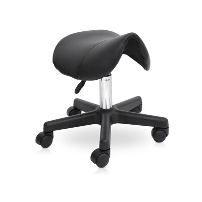 HOMCOM Tabouret de massage tabouret selle ergonomique pivotant 360° hauteur réglable revêtement synthétique noir