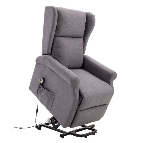 Fauteuil de relaxation électrique fauteuil releveur inclinable avec repose-pied ajustable lin gris chiné