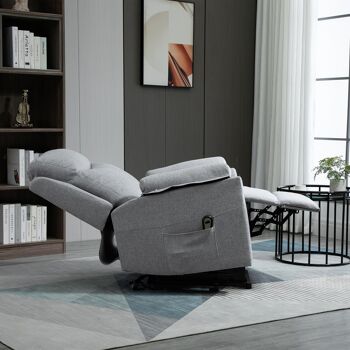 Fauteuil de relaxation électrique - fauteuil releveur inclinable avec repose-pied ajustable et télécommande - tissu polyester aspect lin gris clair chiné 4