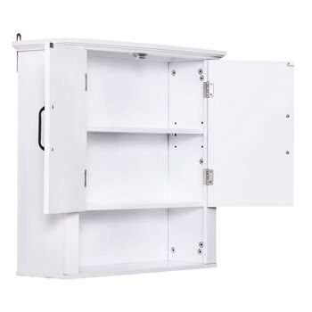 Armoire haute murale de salle de bain ou WC placard 2 portes 2 étagères niche dim. 60L x 20l x 58H cm MDF panneaux particules blanc 4