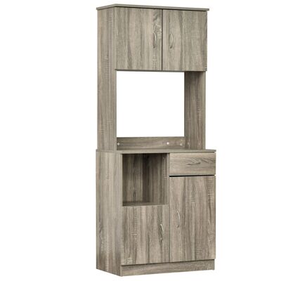 HOMCOM Multi-storage kitchen cabinet 3 cupboards 2 drawer niches class E1 particle board gray oak look