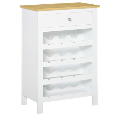 Botellero capacidad 16 botellas - cajón - medidas 55L x 30W x 80H cm - MDF blanco con apariencia de roble claro