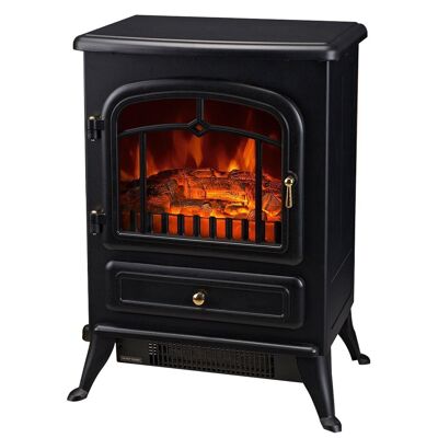 Chimenea estufa eléctrica estilo retro termostato 1000-2000 W negro