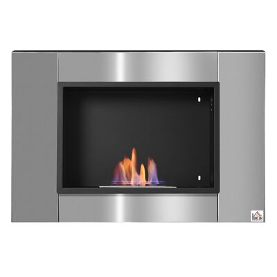 Bauhaus design wall-mounted bioethanol fireplace 1 burner 1.5 L coverage 20-25 m² brushed stainless steel