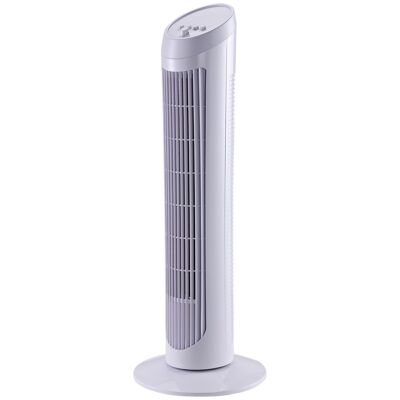 HOMCOM Leiser, oszillierender Turmventilator, 45 W, 3 Geschwindigkeiten, 27 L x 27 B x 75 H cm, Weiß