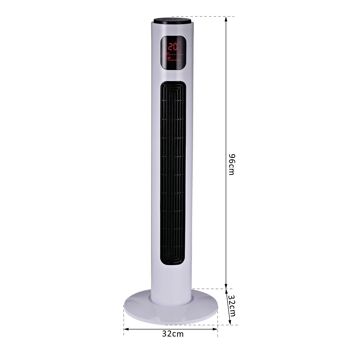 HOMCOM Ventilateur colonne tour programmable oscillant silencieux 45 W avec télécommande écran affichage minuterie 3 modes 3 vitesses 32L x 32l x 96H cm blanc noir 3