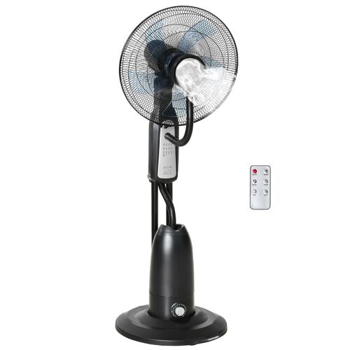 HOMCOM Ventilateur brumisateur sur roulettes - oscillant, inclinable silencieux 90 W avec télécommande - timer 3 modes 3 vitesses - gris noir