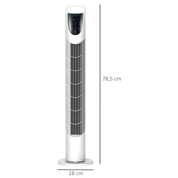 Ventilateur colonne tour oscillant silencieux 40 W télécommande panneau contrôle tactile 3 vitesses Ø 18 x 78H cm blanc 3