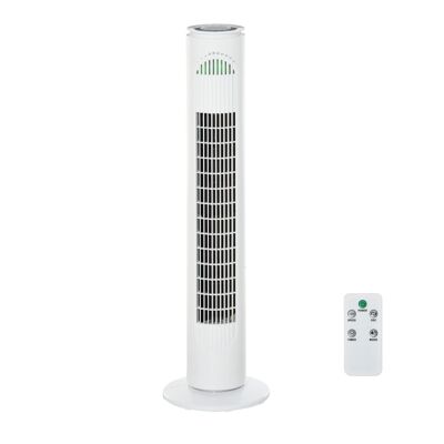 HOMCOM Ventilateur colonne tour oscillant 45 W silencieux télécommande incluse minuterie 3 modes 3 vitesses blanc