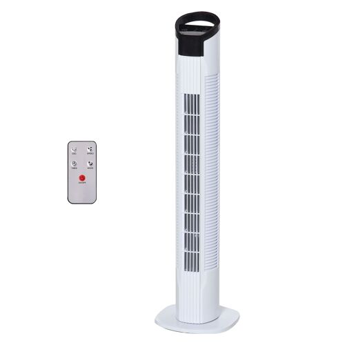 HOMCOM Ventilateur colonne tour oscillant 50 W silencieux télécommande incluse minuterie 3 modes 3 vitesses blanc noir