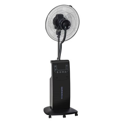 HOMCOM Mist Fan on Wheels - 90W Quiet Oscillating with Remote Control - 3 Modes 3 Speed Timer - Black