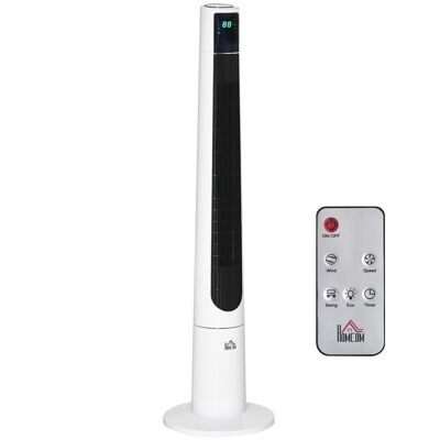 Ventilatore a colonna a torre oscillante ultra silenzioso da 50 W telecomando incluso timer 3 modalità 3 velocità Ø32 x 118H cm bianco nero