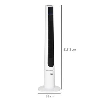 Ventilateur colonne tour oscillant 50 W ultra silencieux télécommande incluse timer 3 modes 3 vitesses Ø32 x 118H cm blanc noir 3