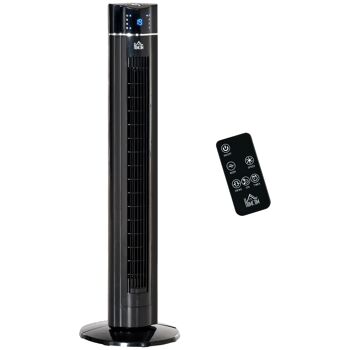 HOMCOM Ventilateur colonne ioniseur 2 en 1 - oscillant silencieux 60W - télécommande, panneau contrôle tactile, timer - 3 modes, 3 vitesses - noir 1