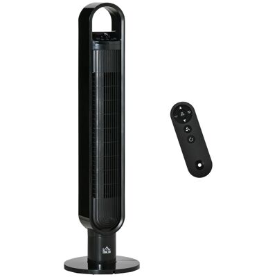 HOMCOM Oszillierender Turm-Turmventilator 60 W, ultraleise, Fernbedienung inklusive Timer, 3 Modi, 3 Geschwindigkeiten, Ø 28 x 100 cm, Schwarz