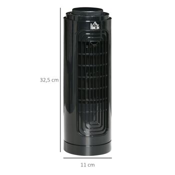 Ventilateur colonne oscillant 20 W silencieux - ventilateur de table bureau - 3 vitesses - noir 3