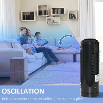 Ventilateur colonne oscillant 20 W silencieux - ventilateur de table bureau - 3 vitesses - noir 4