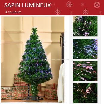 Sapin de Noël artificiel lumineux fibre optique multicolore + support pied Ø 48 x 90H cm 90 branches vert 5