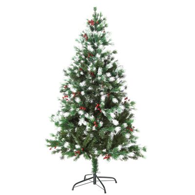 Árbol de Navidad Artificial Ramas Nevadas Espinas Imitación Nordmann Gran Realismo con Acebo