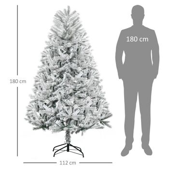 Sapin de Noël artificiel enneigé Ø 112 x 180H cm 521 branches épines imitation Nordmann grand réalisme 3
