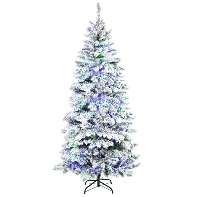 Árbol de Navidad artificial nevado luminoso LED x 250 multicolor Ø 112 x 210H cm 829 ramas verde blanco