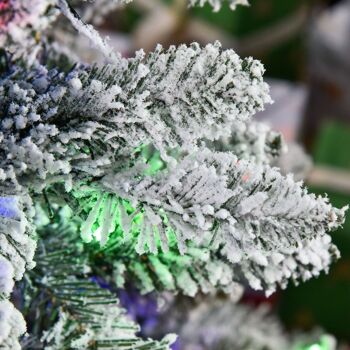 Sapin de Noël artificiel enneigé lumineux LED x 250 multicolore Ø 112 x 210H cm 829 branches vert blanc 4