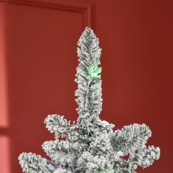 Sapin de Noël artificiel enneigé lumineux LED x 250 multicolore Ø 107 x 180H cm 585 branches vert blanc 4