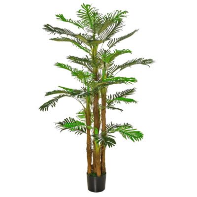 Künstliche Palme, H. 1,85 m, künstlicher Baumstamm, Äste, Flechtenblätter, großer realistischer Topf inklusive