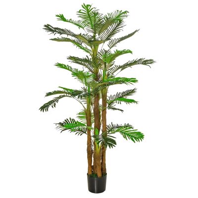 Palmier artificiel H.1,85 m arbre artificiel tronc branches lichen feuilles grand réalisme pot inclus